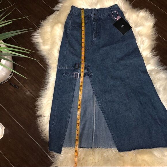 K•Space dark denim asymmetrical skirt sz XS/Small - Picture 2 of 15
